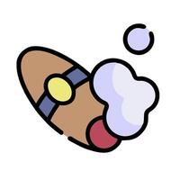 A cartoon rocket with smoke coming out of it vector