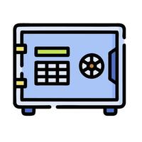 A blue safe box with a keypad on it vector