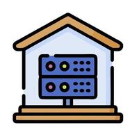 A server in a house with a computer on top vector