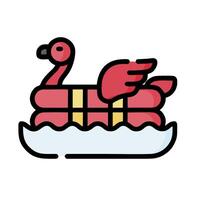 A red flamingo floating on a raft vector