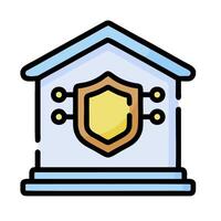 A house with a shield on top of it vector