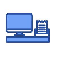 A computer monitor and a paper clip icon vector