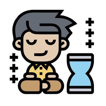 A man sitting in front of a clock and a man sitting in front of a clock vector