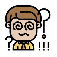 A man with a confused expression is shown with question marks vector