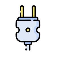 A blue plug with yellow wires on it vector