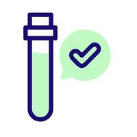 A test tube with a tick and a green bubble vector