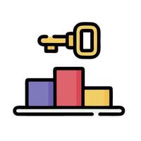 Key icon with a key on top of a bar chart vector