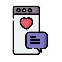 A phone with a heart and a chat bubble vector