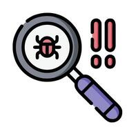 A magnifying glass with a bug on it vector