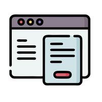 A computer screen with a document and a paper vector