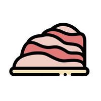 A slice of meat on a plate icon vector