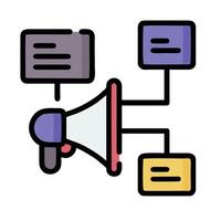 A megaphone and a series of icons vector