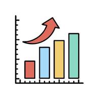 An icon of a bar chart with an arrow going up vector