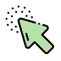 A green arrow pointing to a dot on a white background vector