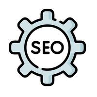 Seo logo with gears and a white background vector