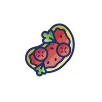 A slice of watermelon with tomatoes on it vector