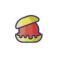 A red and yellow ice cream cone with a red hat vector