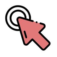 A red arrow pointing to a circle icon vector