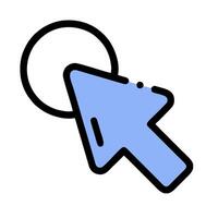A blue arrow pointing to a button vector