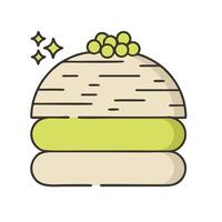 A hamburger with green and yellow toppings vector