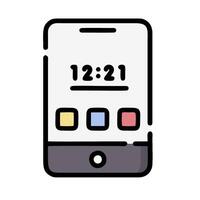 A phone with a clock on it and a number on it vector