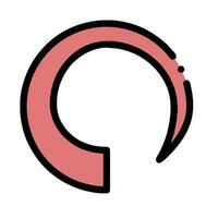 A pink circle with a black line around it vector