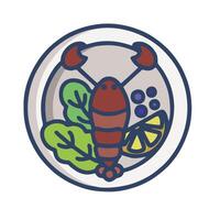 Lobster icon with vegetables and fruit on a plate vector