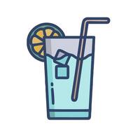 A drink with a straw and lemon slice vector