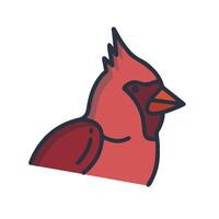 A red bird with a black beak and red feathers vector