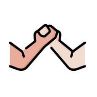 Two hands are holding each other in a fist vector