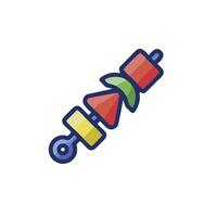 A colorful skewer with a red, green and yellow handle vector
