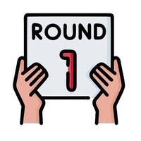 Two hands holding up a round one sign vector