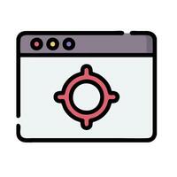 A web browser icon with a red dot vector