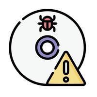 A cd with a spider and a caution sign vector