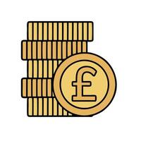 A stack of gold coins and a pound coin icon vector