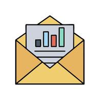 Email envelope icon with bar graph vector