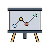 An icon of a presentation board with a graph on it vector