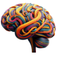 A colorful brain with many colorful strands png