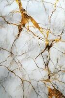 Golden veins of mineral deposits across a dark stone surface under natural light photo