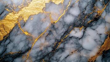 Elegant black and white marble with golden veins showcasing natural beauty and intricate patterns photo
