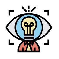 A person with an eye light bulb on their head vector