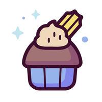A cupcake with a frosting and a stick vector