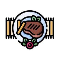 Steak and potatoes icon vector