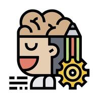 A cartoon character with a brain and gears vector
