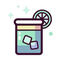A jar with ice cubes and a slice of lemon vector