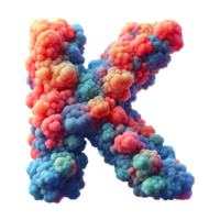 The letter k is made up of colorful bubbles png