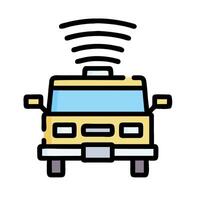 a yellow car with a wifi antenna on top vector