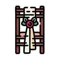 Chair with a rose on it, with a ribbon around it vector
