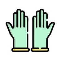two green latex gloves on a white background vector