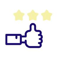 a hand with a thumb up and five stars vector